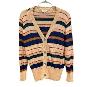 Pepaloves Striped Button-Up Cardigan Size M